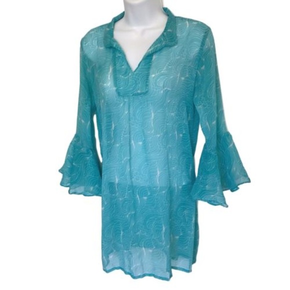 Royal Standard Other - Turquoise Blue Tunic Swimsuit Cover Up Bell Sleeve